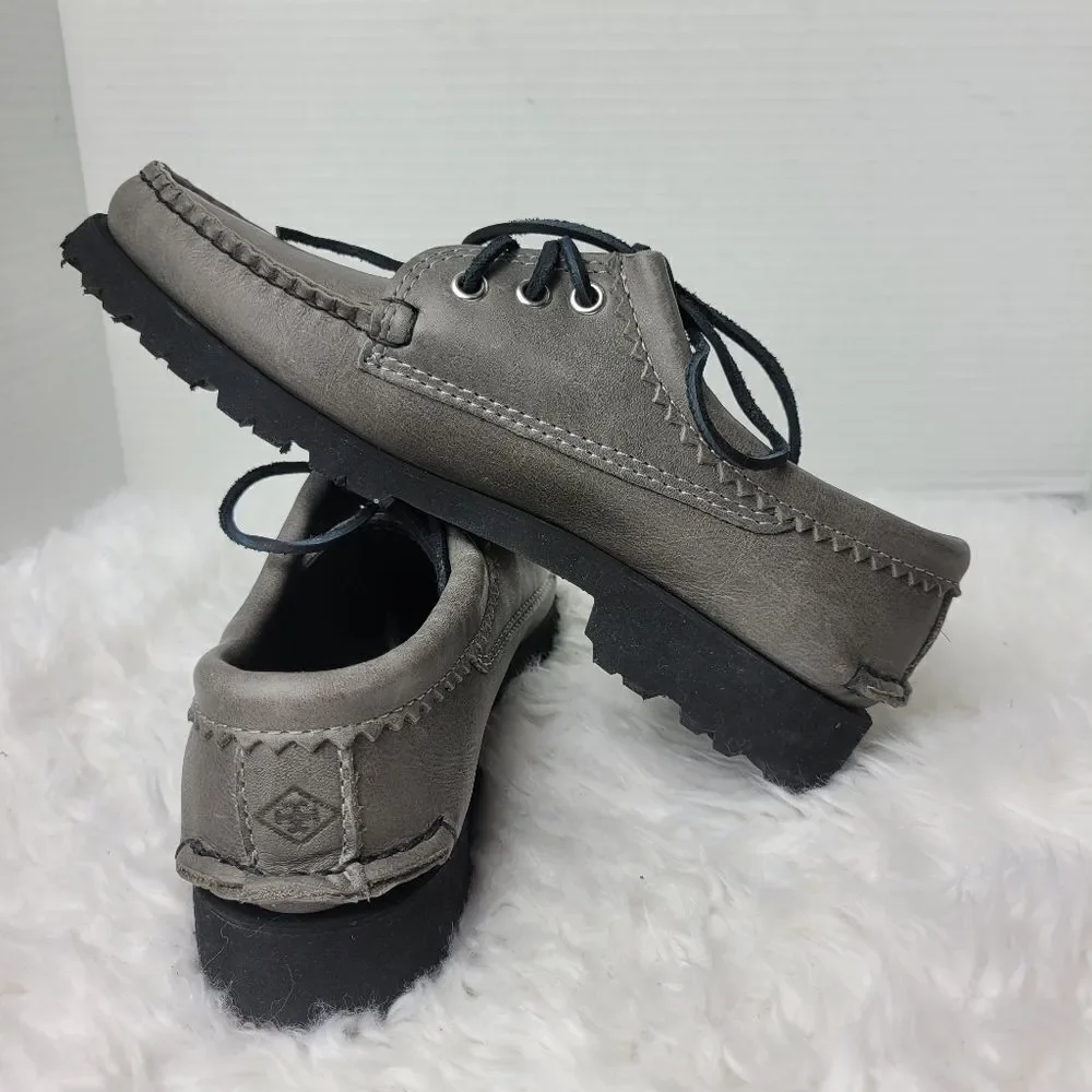 Quoddy Maliseet Bluchers Mens Size 7 D Oxford Gray Leather Boat Shoes New